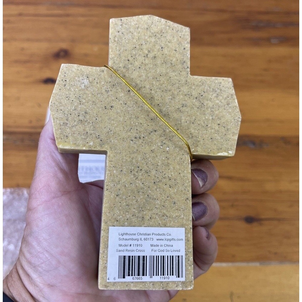 Desktop Cross Scripture Resin Heart Symbol Cross For God So Loved The‎ World - Picture 4 of 10